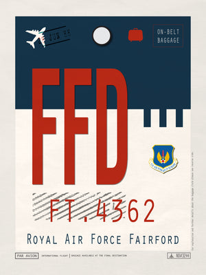 RAF Fairford, Royal Air Force, UK - FFD Airport Code Poster