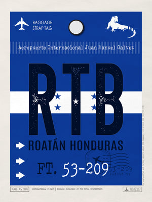 Roatan, Honduras - RTB Airport Code Poster