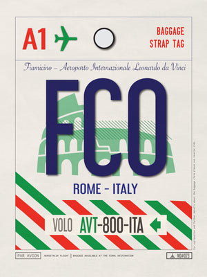 Rome, Italy - FCO Airport Code Poster