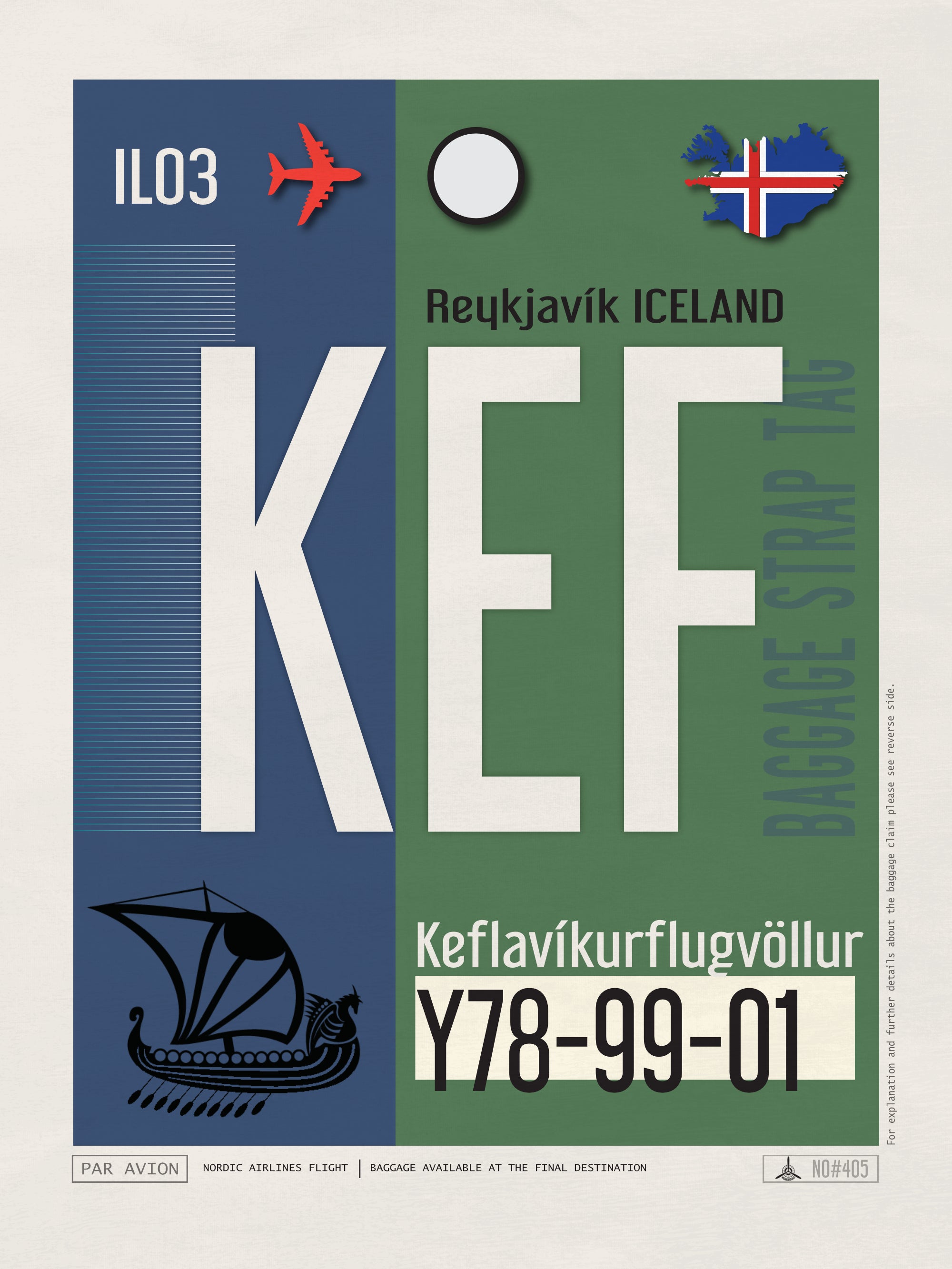 Reykjavik, Iceland - KEF Airport Code Poster