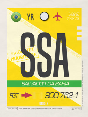 Salvador De Bahia, Brazil - SSA Airport Code Poster