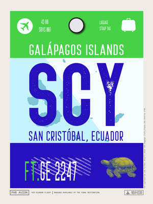 San Cristobal, Galápagos Islands - SCY Airport Code Poster