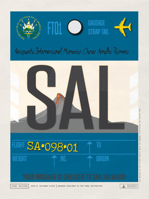 El Salvador, San Salvador - SAL Airport Code Poster