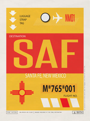 Santa Fe, New Mexico USA - SAF Airport Code Poster