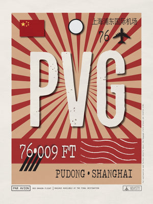 Shanghai, China - PVG Airport Code Poster