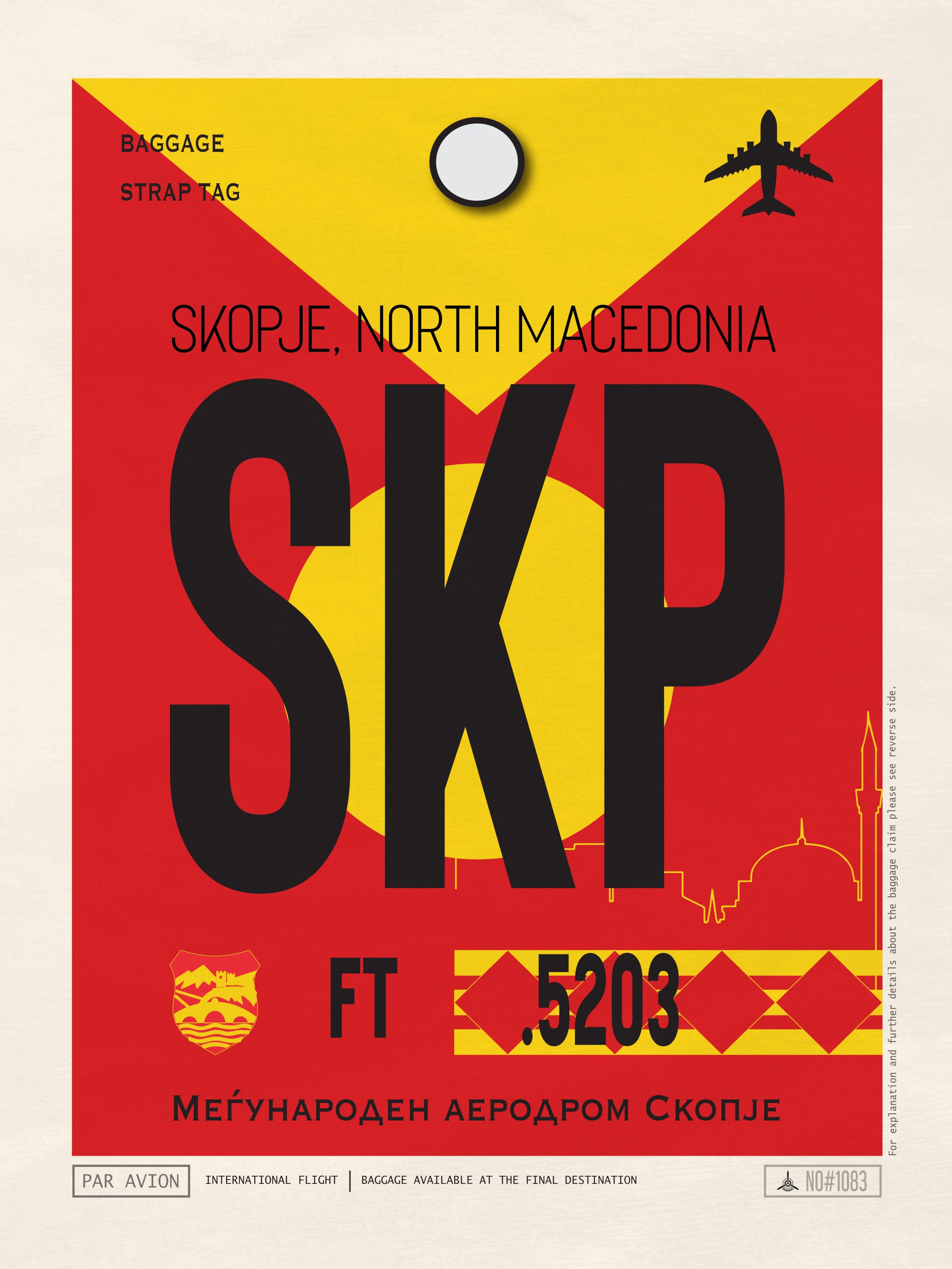 Skopje, North Macedonia - SKP Airport Code Poster