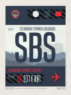 Steamboat Springs, Colorado USA - SBS Airport Code Poster