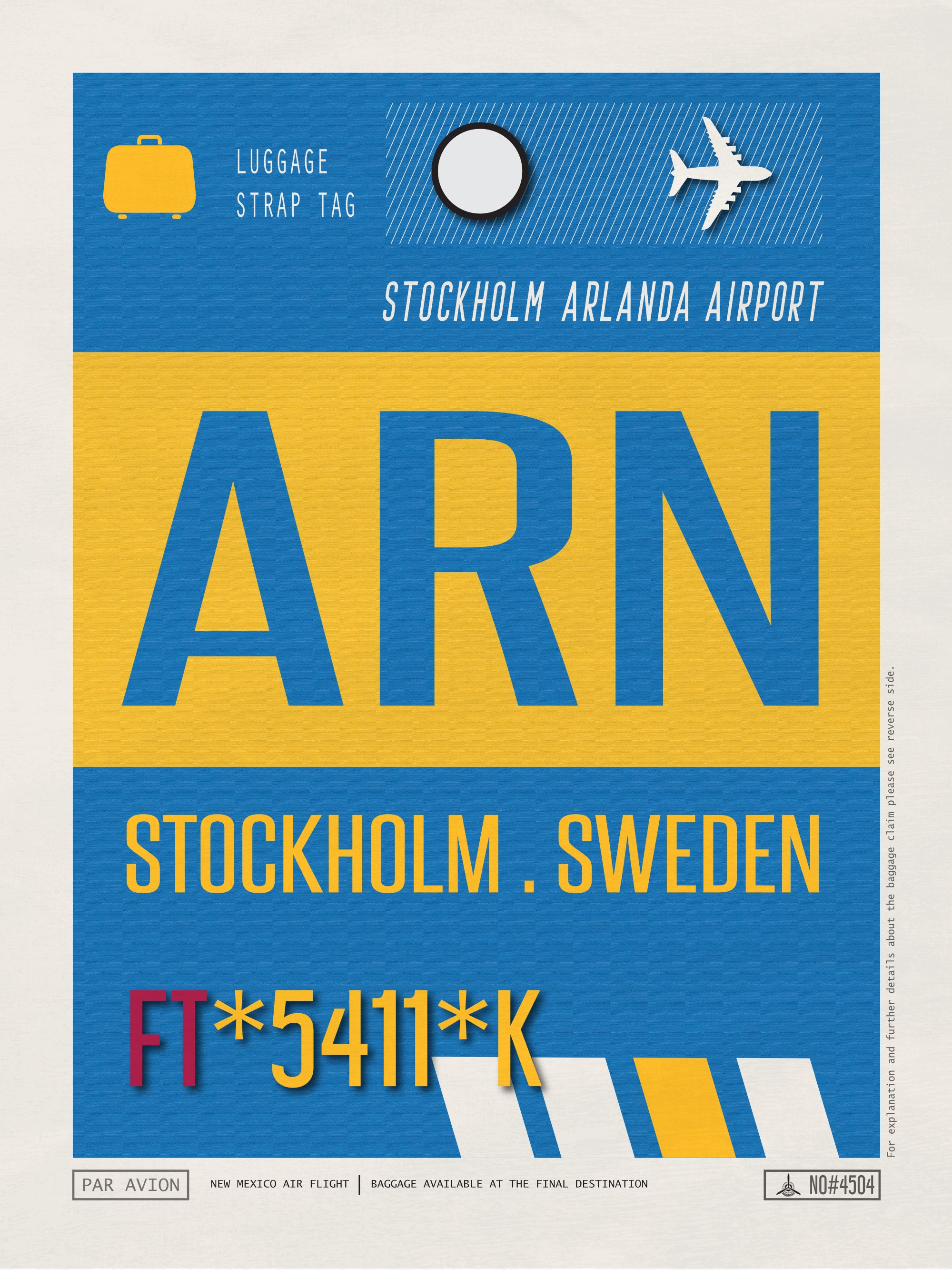 Stockholm, Sweden - ARN Airport Code Poster
