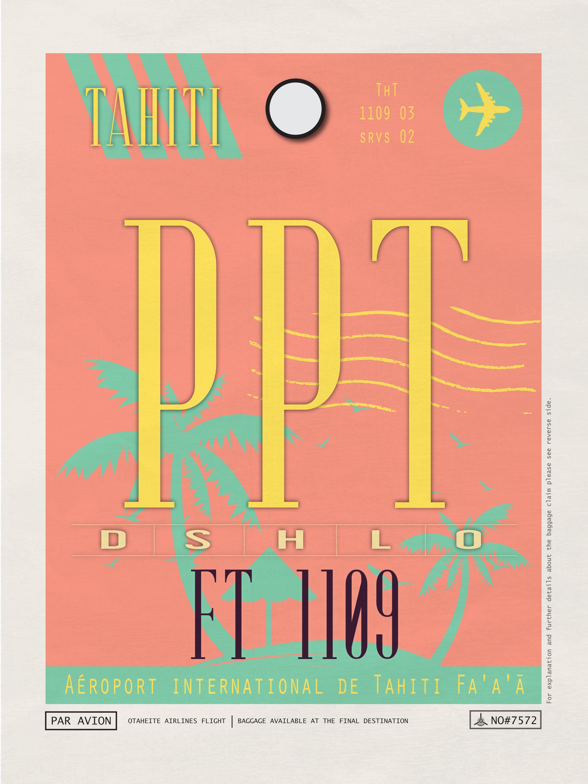 Papeete, Tahiti - PPT Airport Code Poster