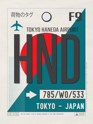 Tokyo Haneda, Japan - HND Airport Code Poster