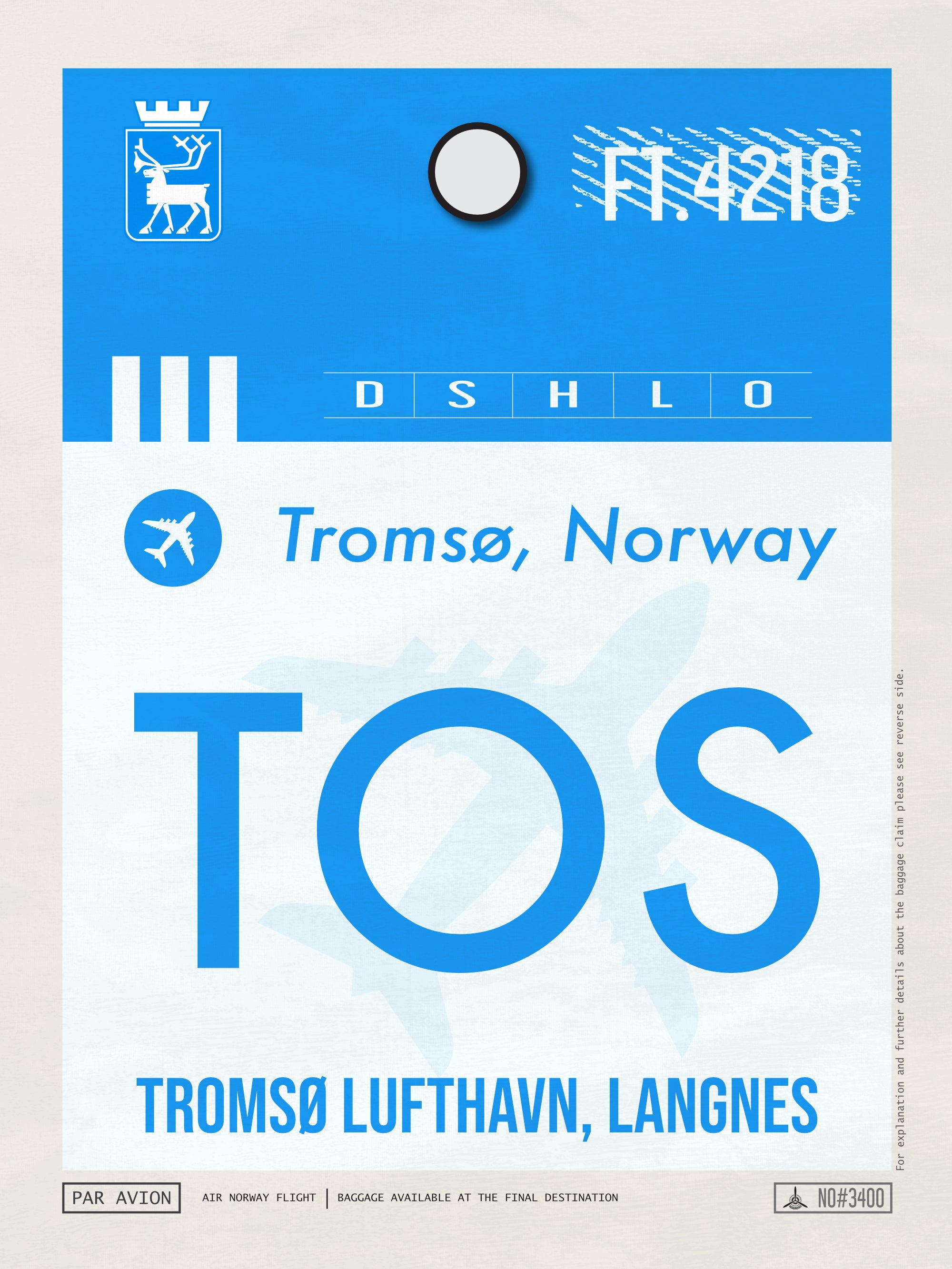 Tromso, Norway - TOS Airport Code Poster