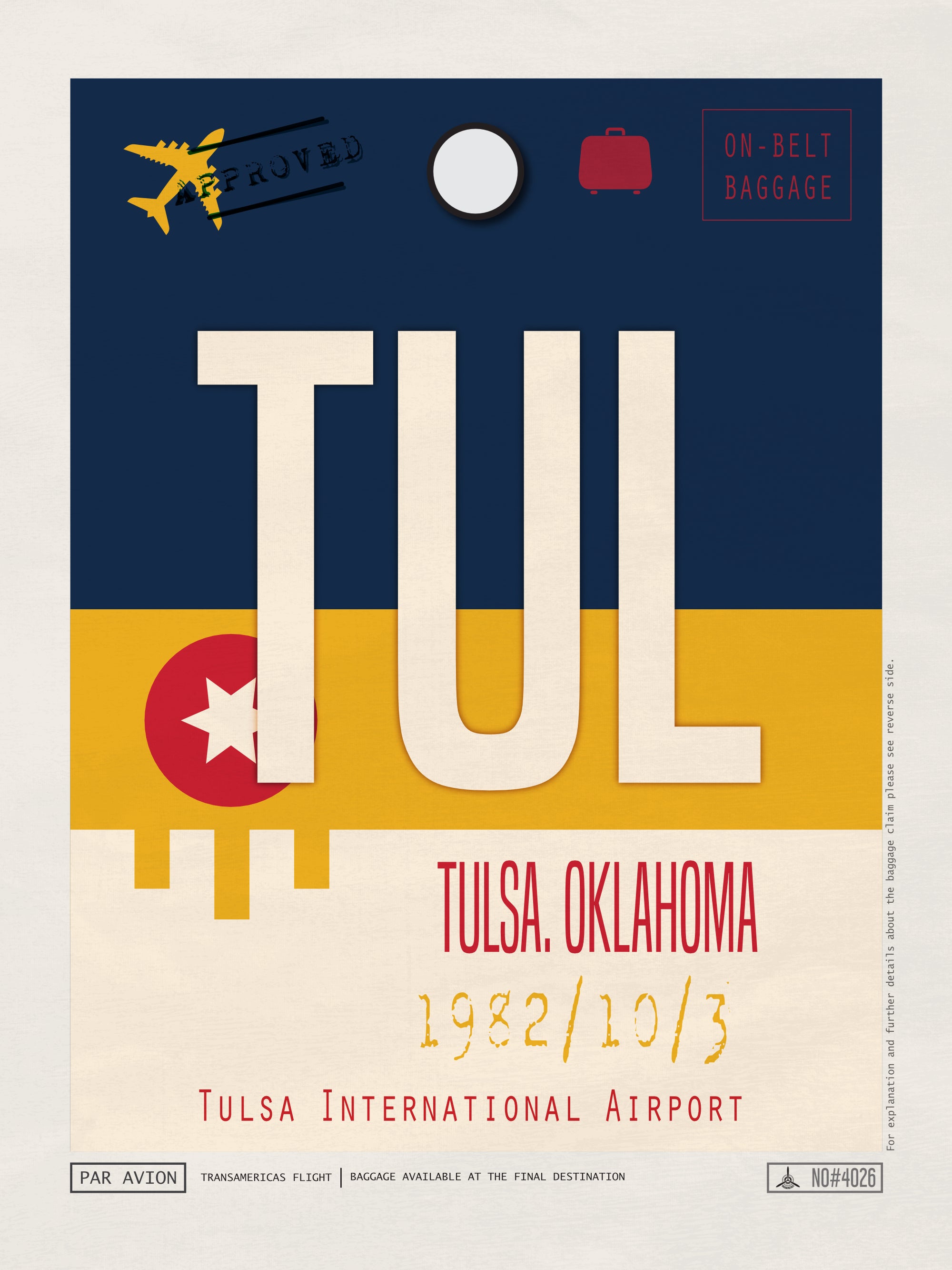 Tulsa, Oklahoma, USA - TUL Airport Code Poster