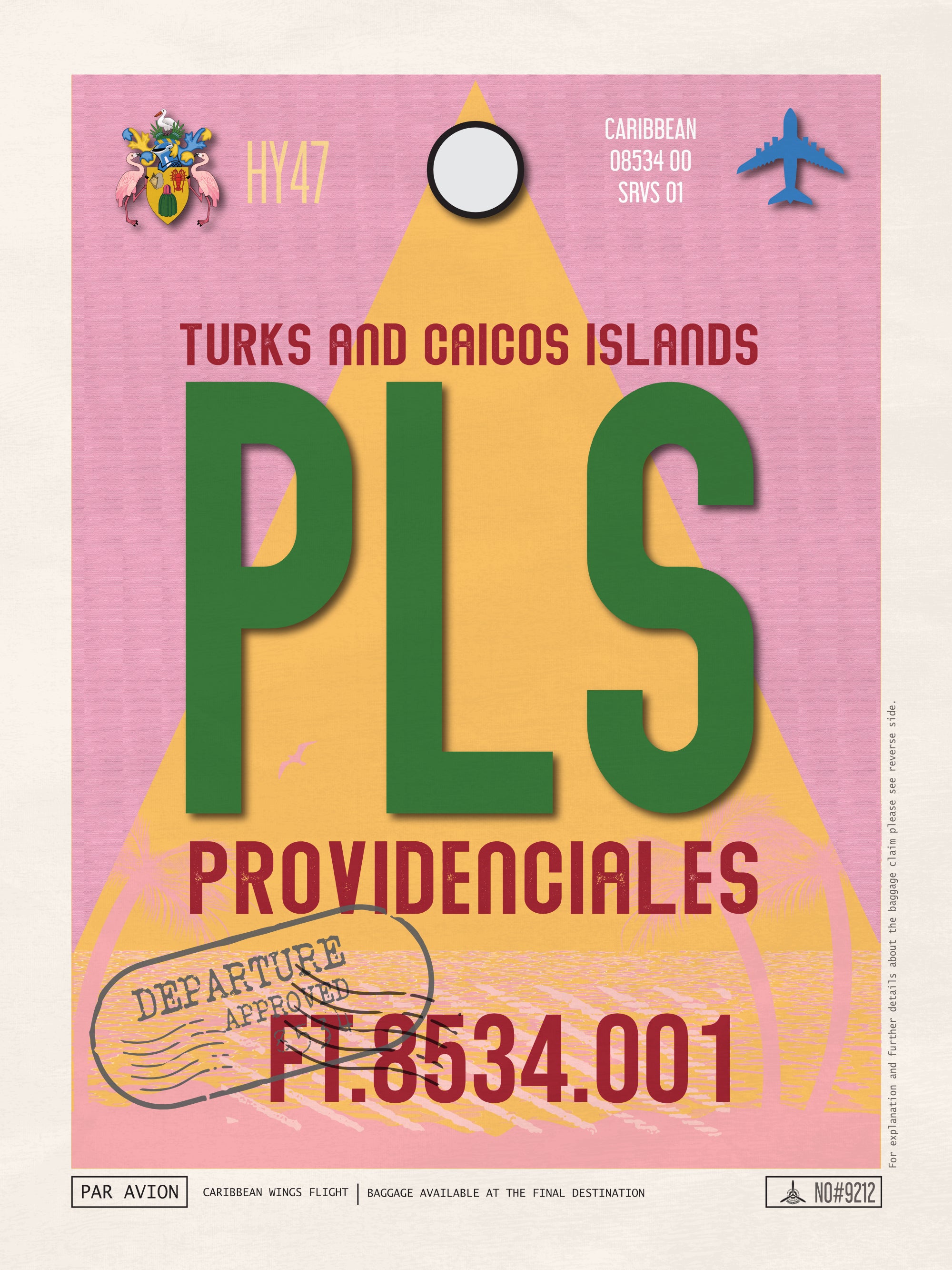 Providenciales, Turks and Caicos - PLS Airport Code Poster