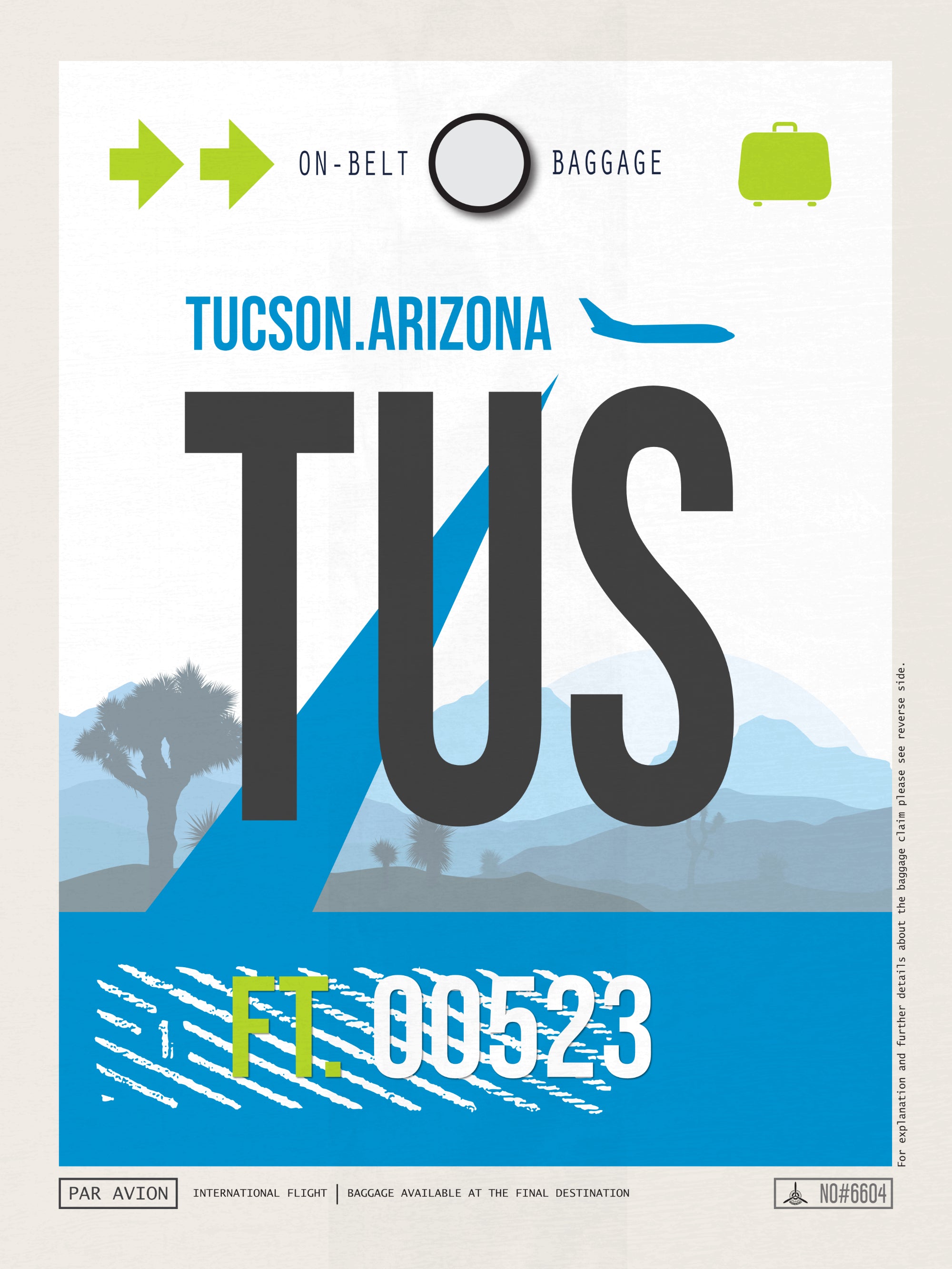 Tucson, Arizona USA - TUS Airport Code Poster