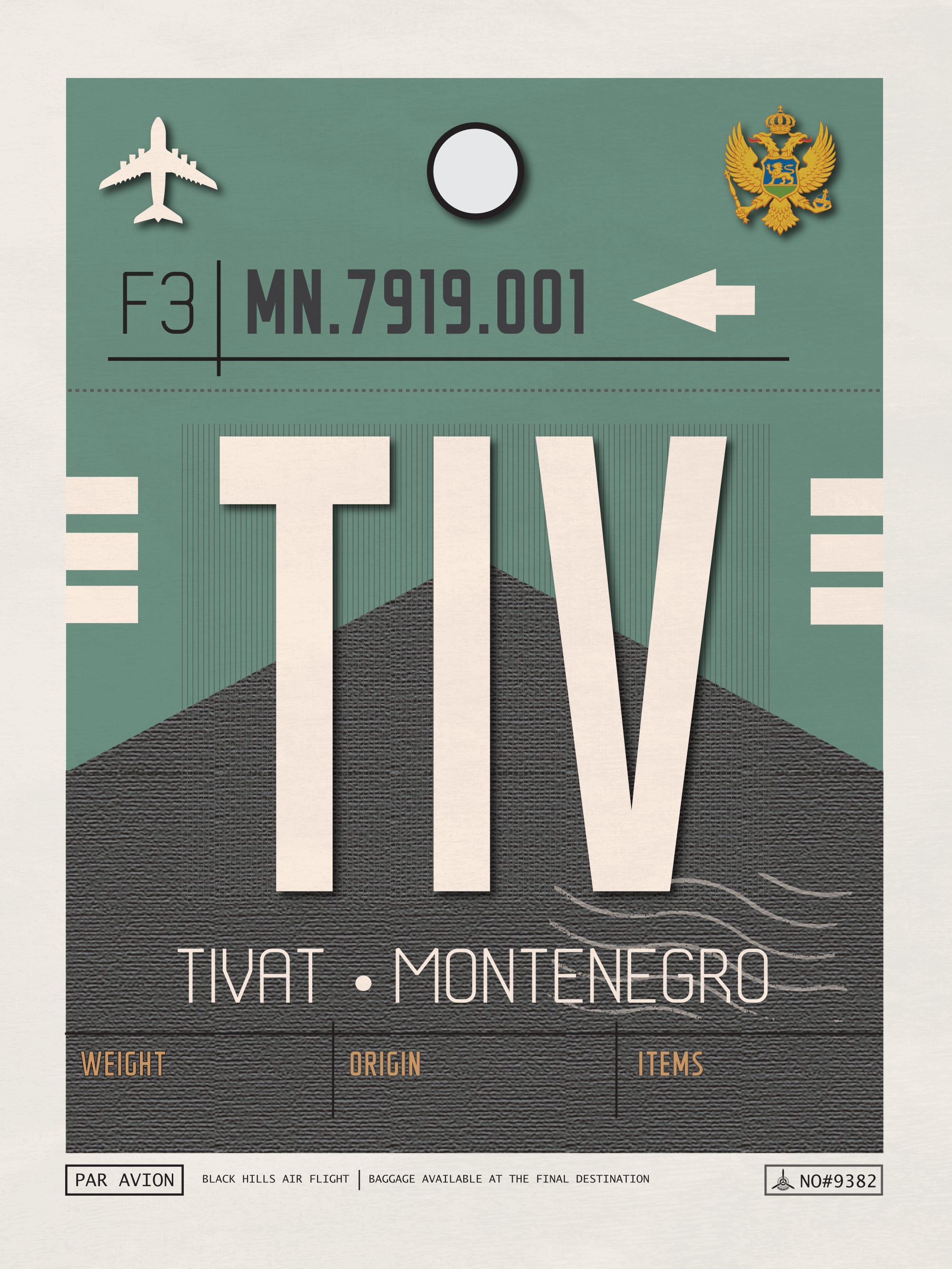 Tivat, Montenegro - TIV Airport Code Poster
