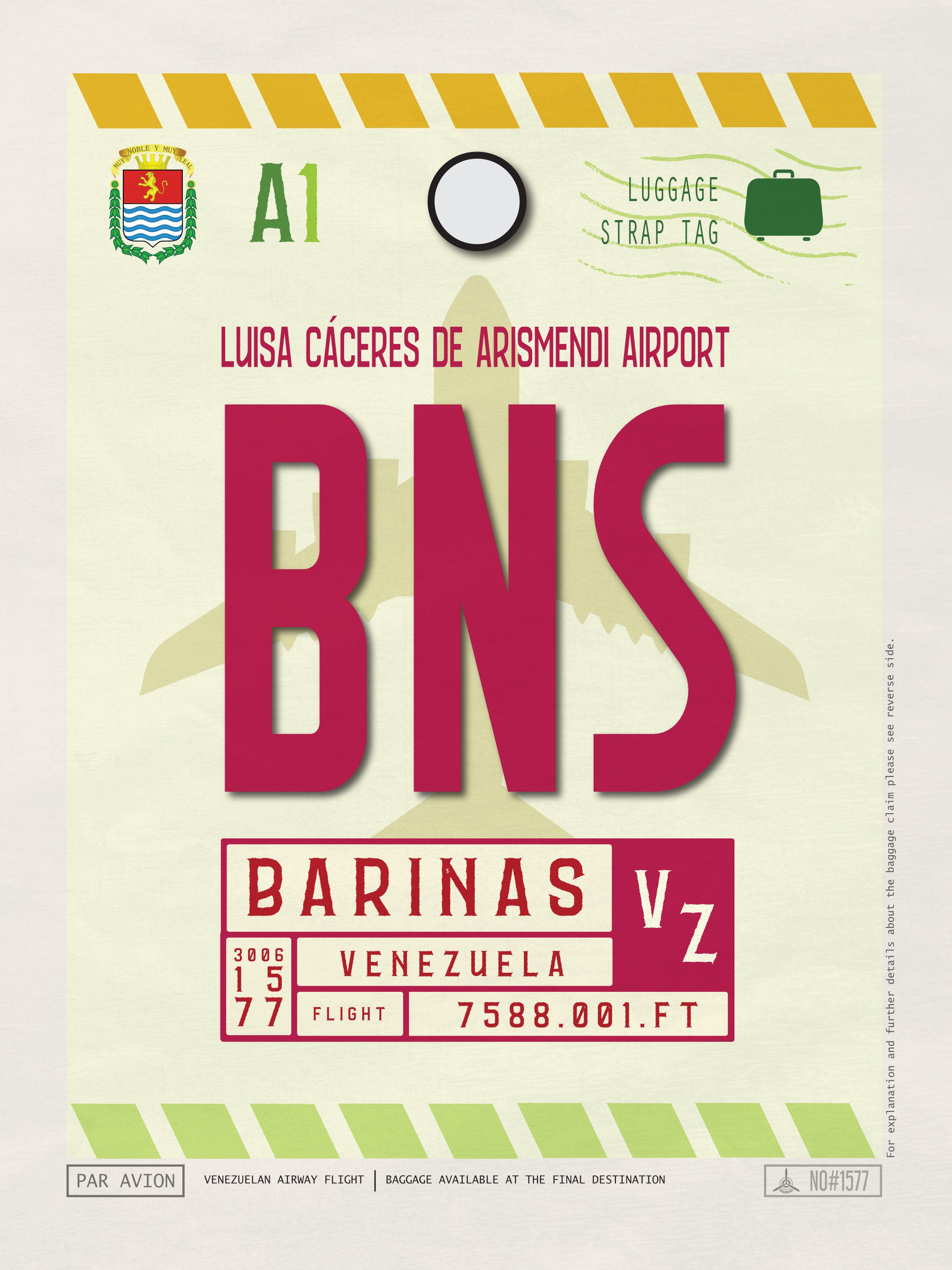 Barinas, Venezuela - BNS Airport Code Poster
