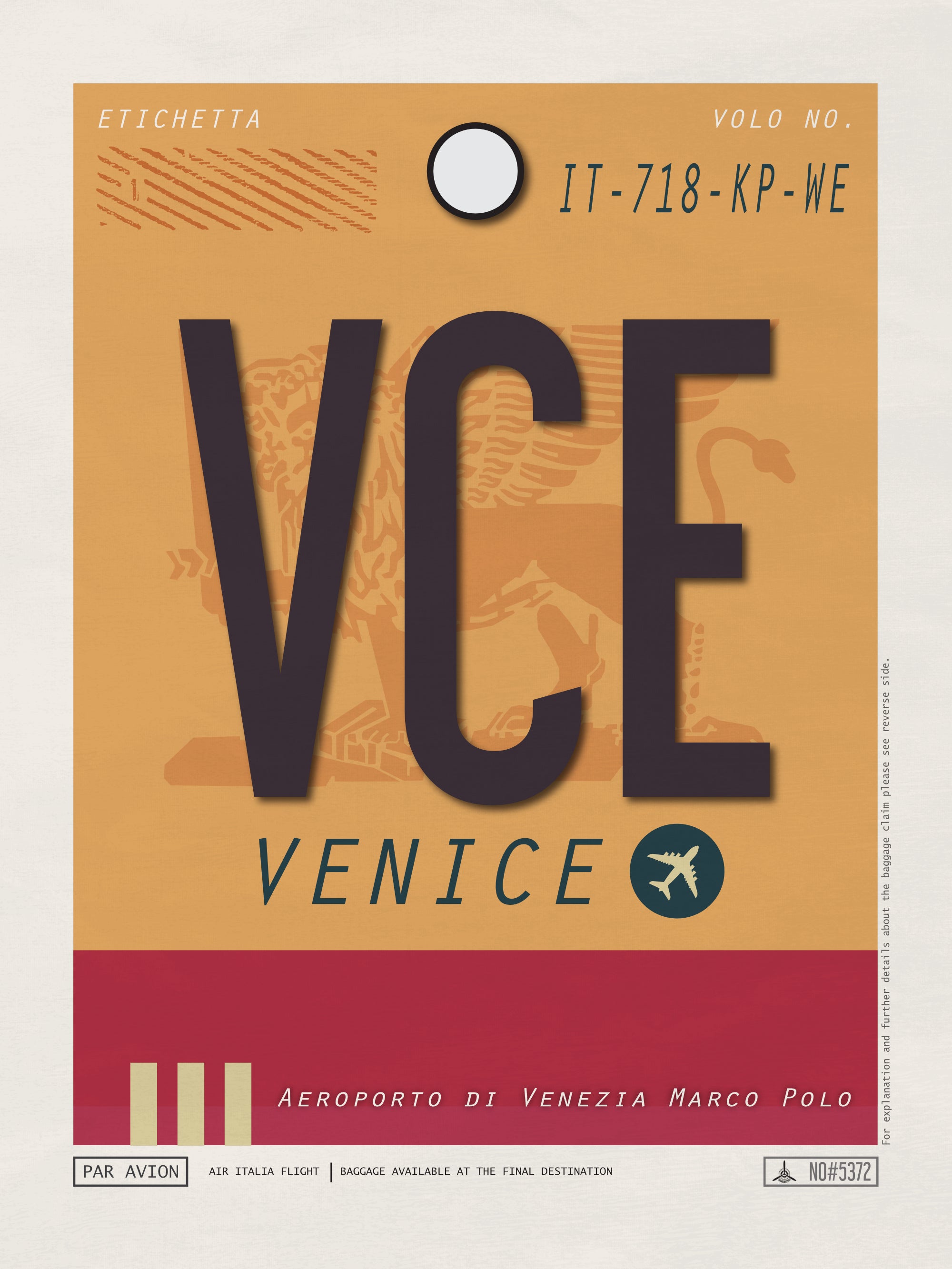 Venice, Italy - VCE Airport Code Poster