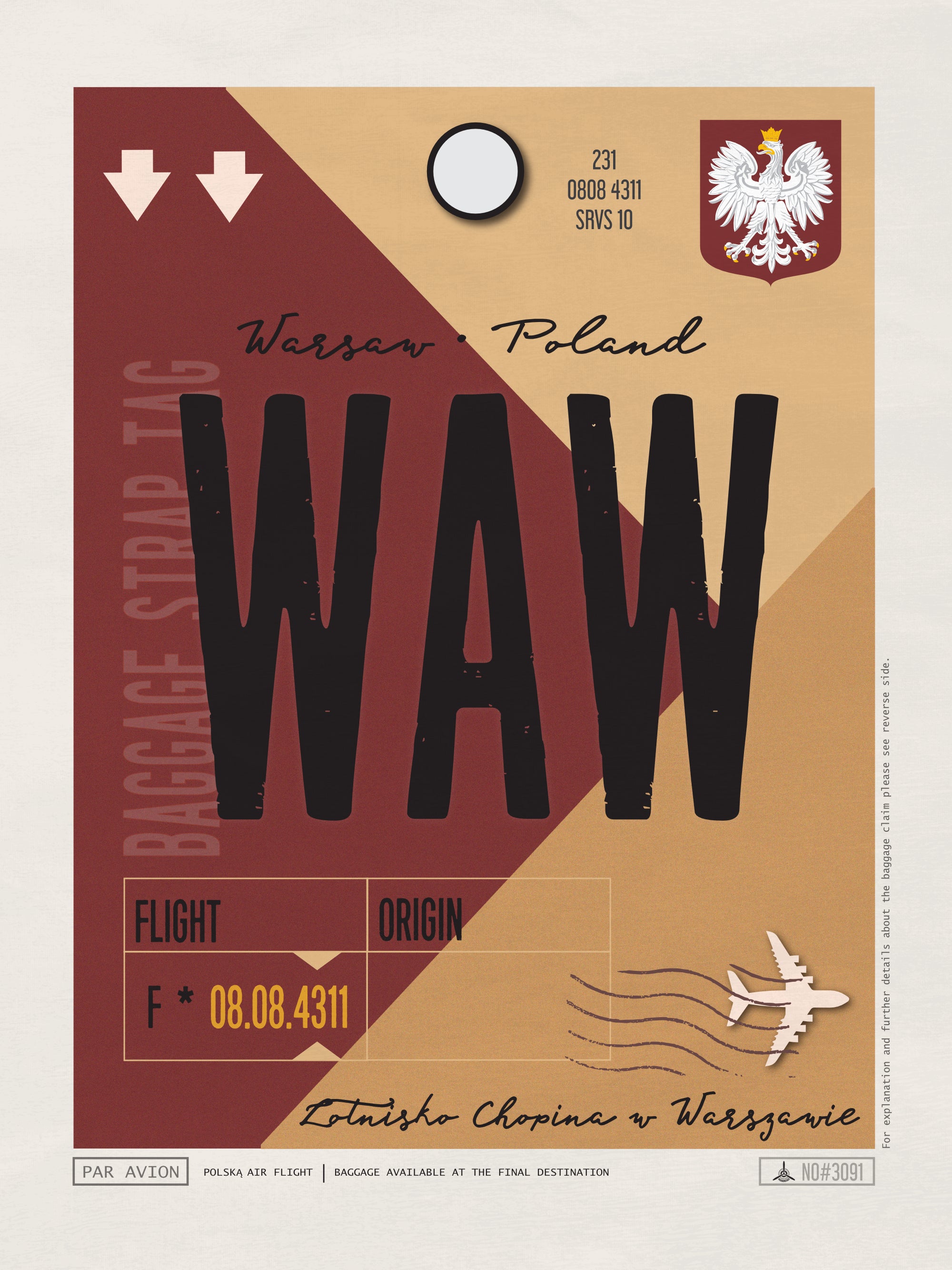 Warsaw, Poland - WAW Airport Code Poster