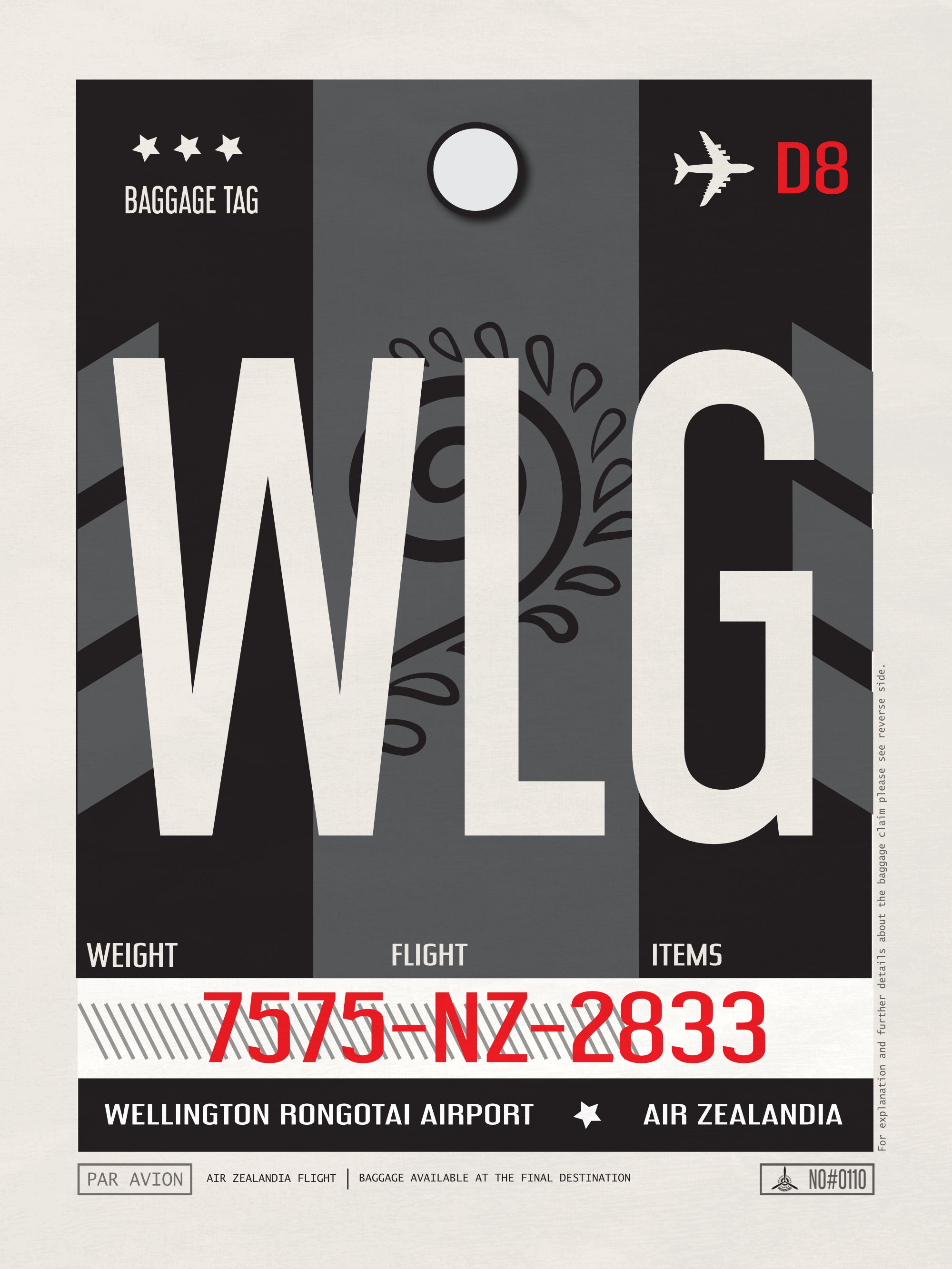 Wellington, New Zealand - WLG Airport Code Poster