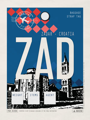 Zadar, Croatia - ZAD Airport Code Poster