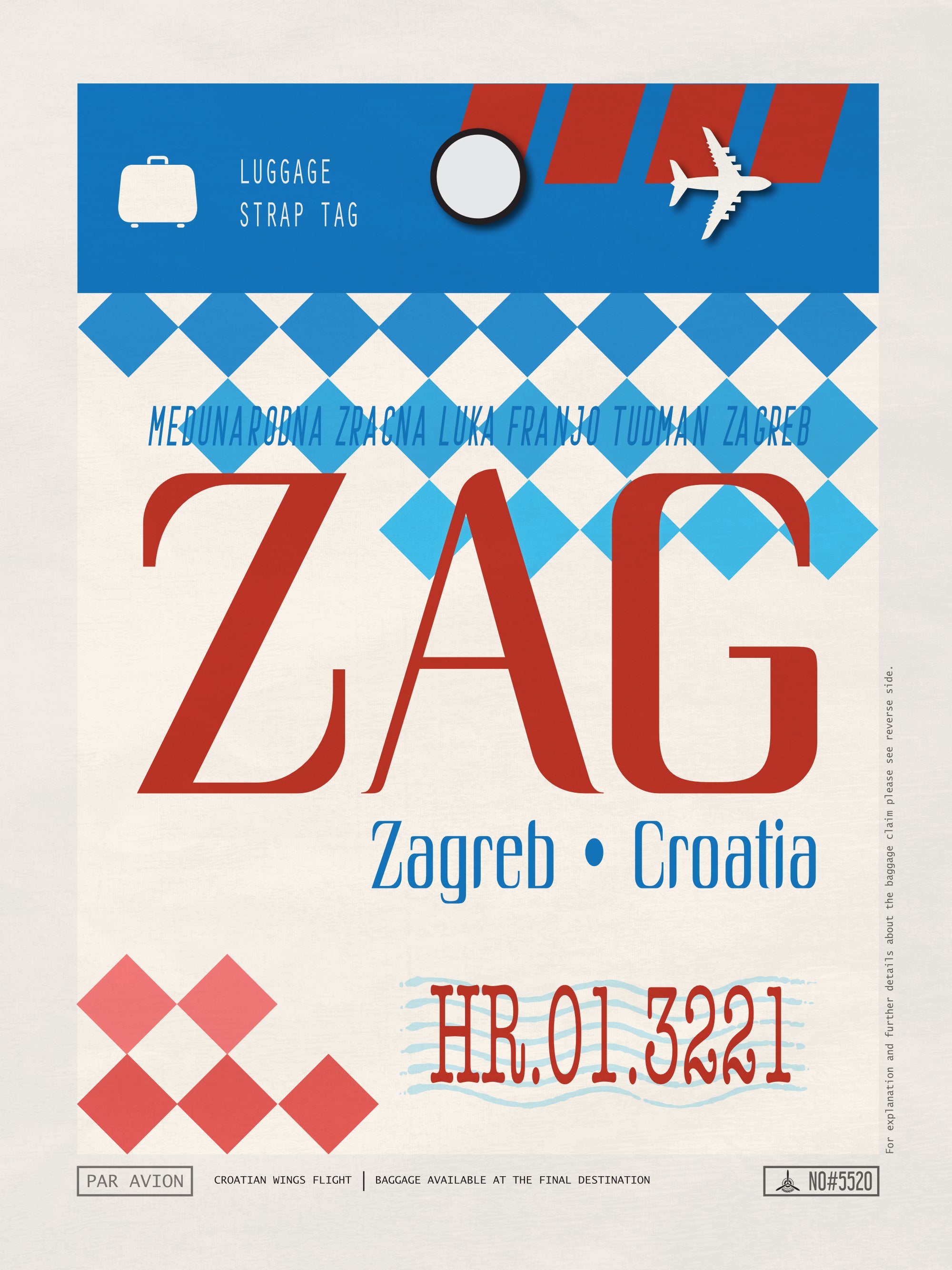 Zagreb, Croatia - ZAG Airport Code Poster