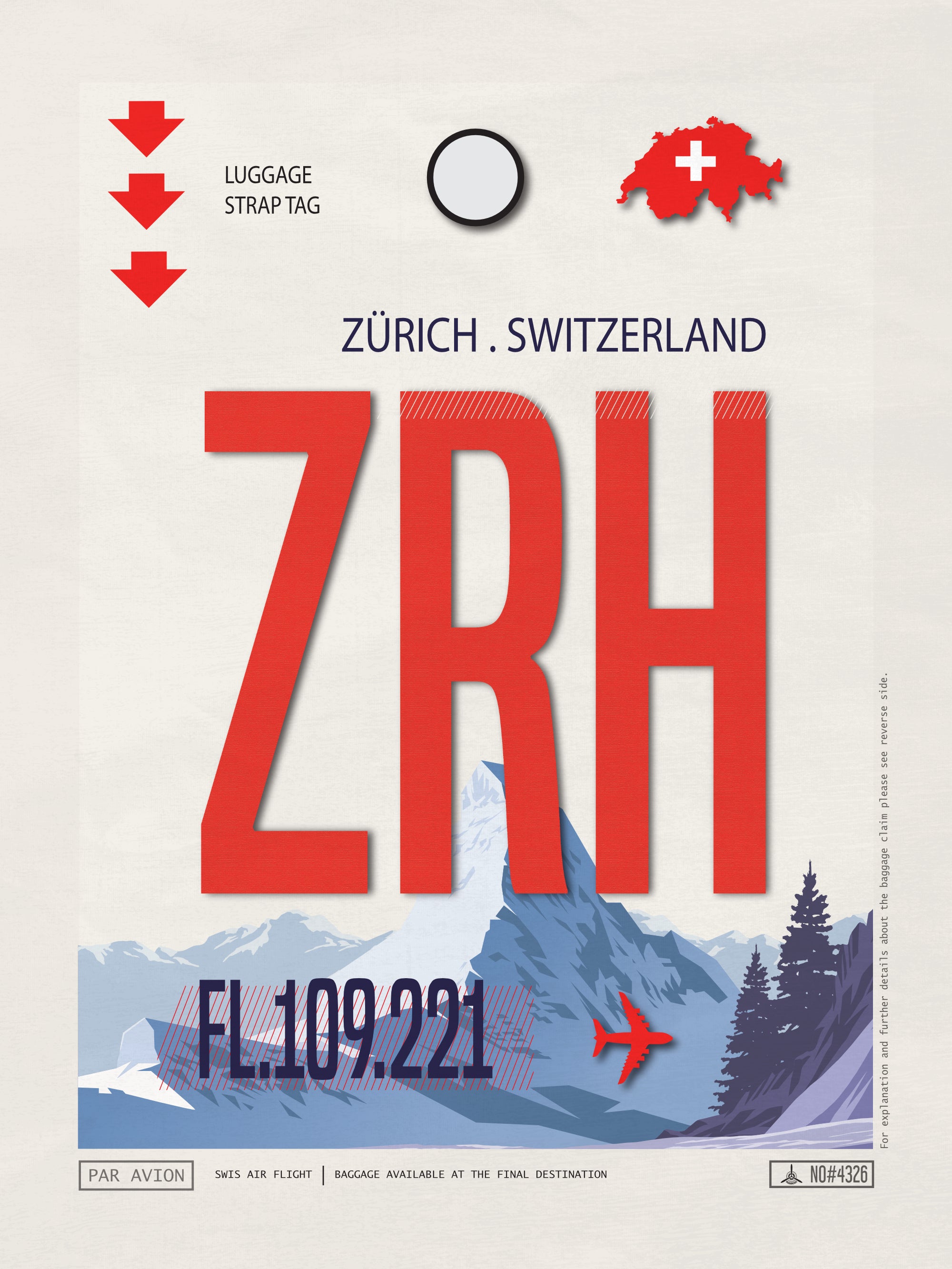 Zurich, Switzerland - ZRH Airport Code Poster