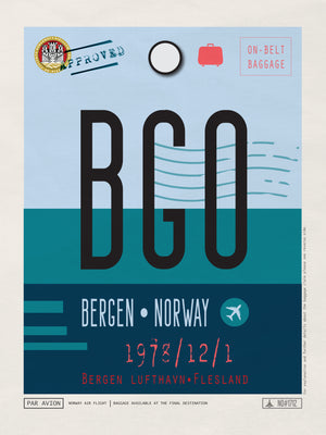 Bergen, Norway - BGO Airport Code Poster