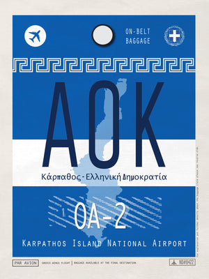 Karpathos, Greece - AOK Airport Code Poster
