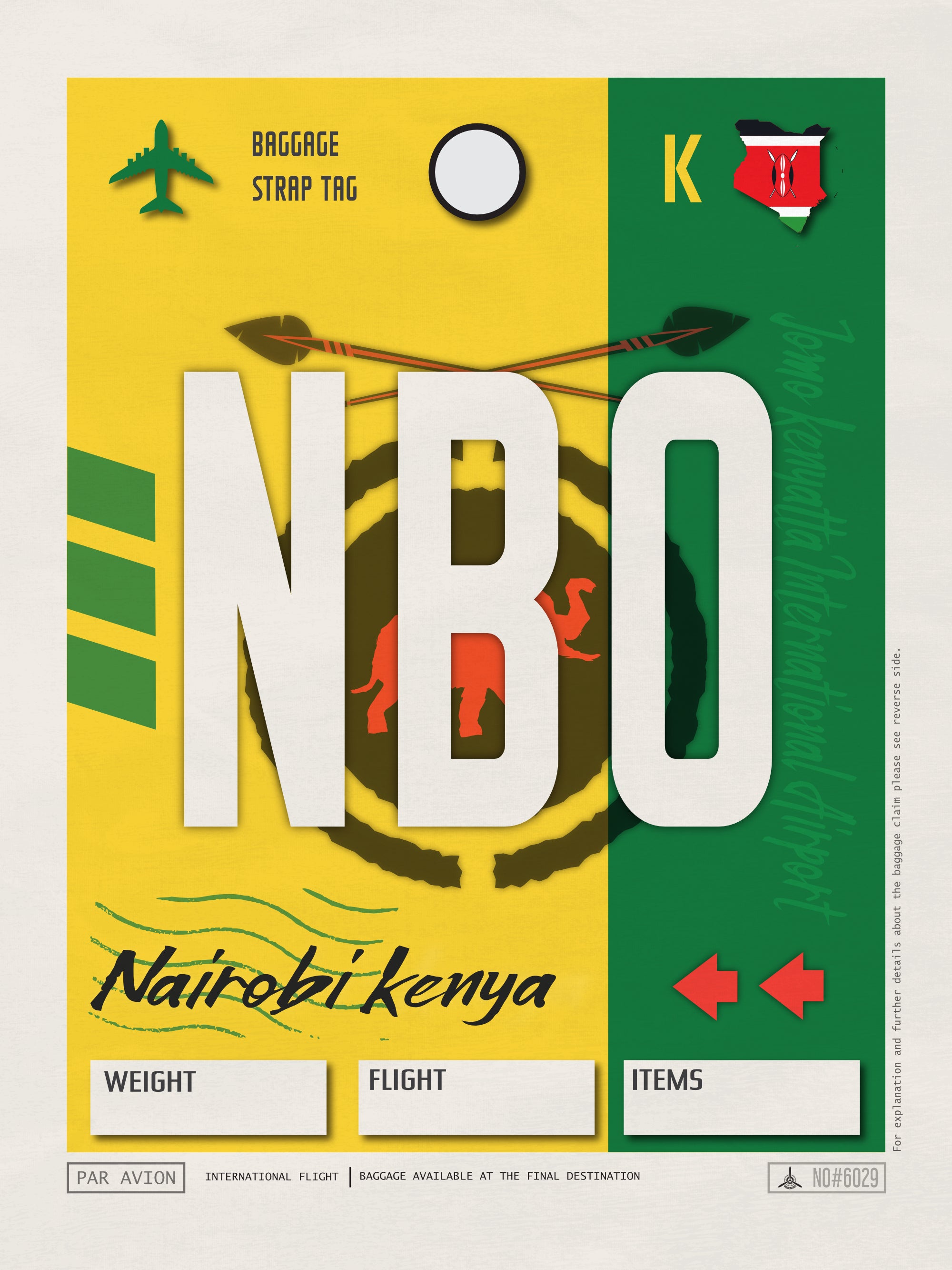 Nairobi, Kenya - NBO Airport Code Poster