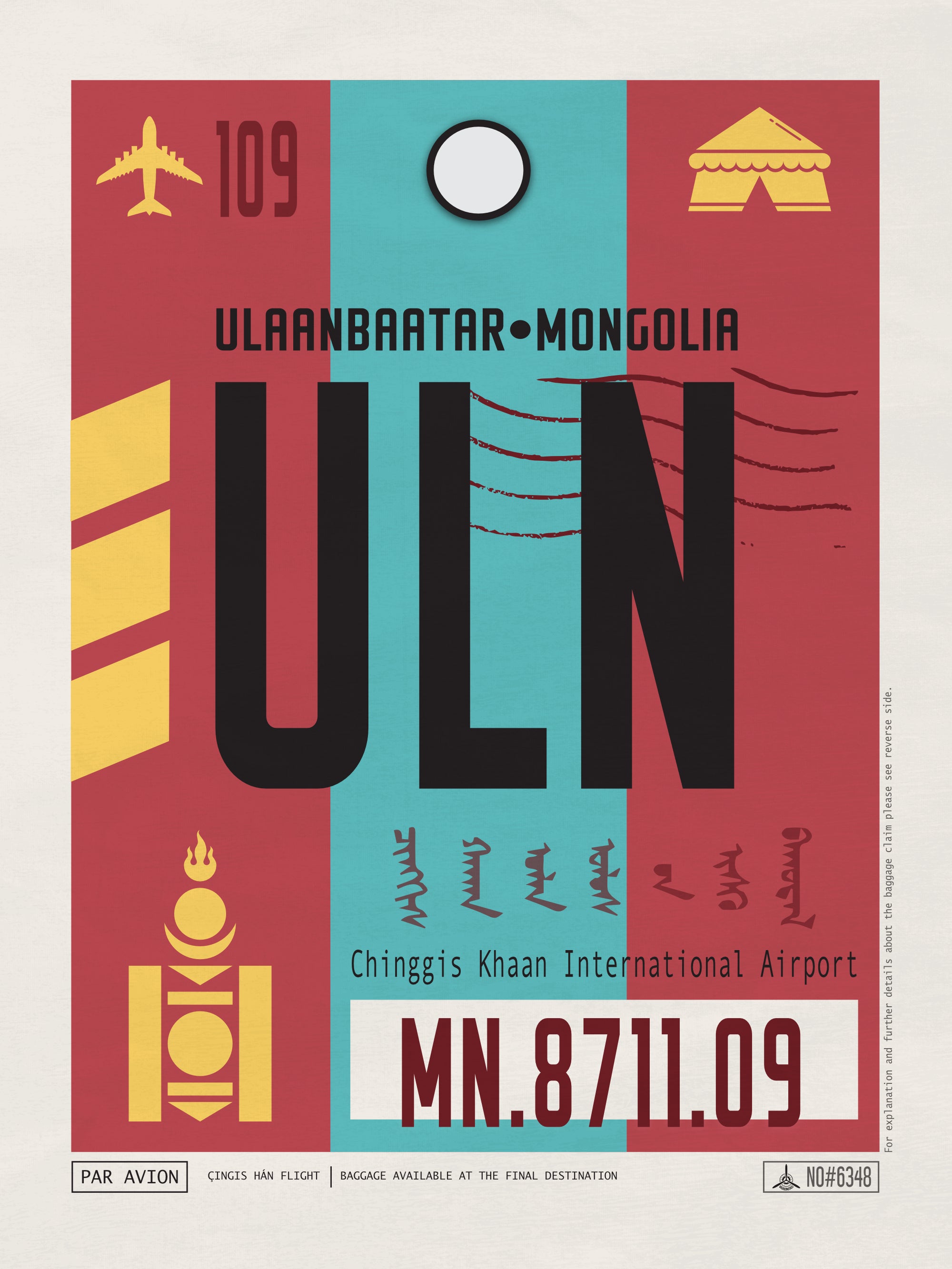 Ulaanbaatar, Mongolia - ULN Airport Code Poster