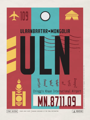 Ulaanbaatar, Mongolia - ULN Airport Code Poster