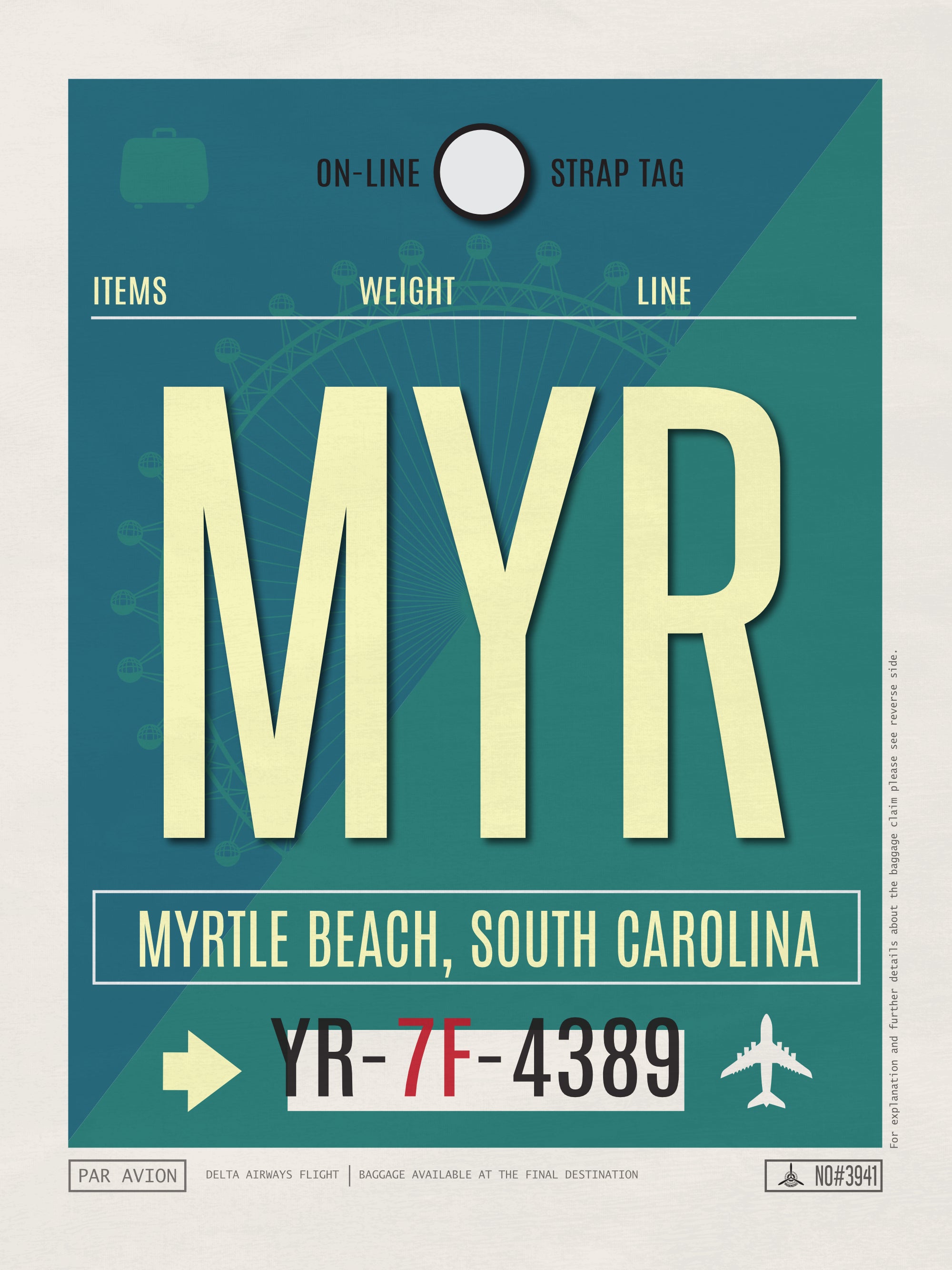 Myrtle Beach, South Carolina, USA - MYR Airport Code Poster