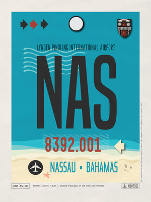 Nassau, Bahamas - NAS Airport Code Poster