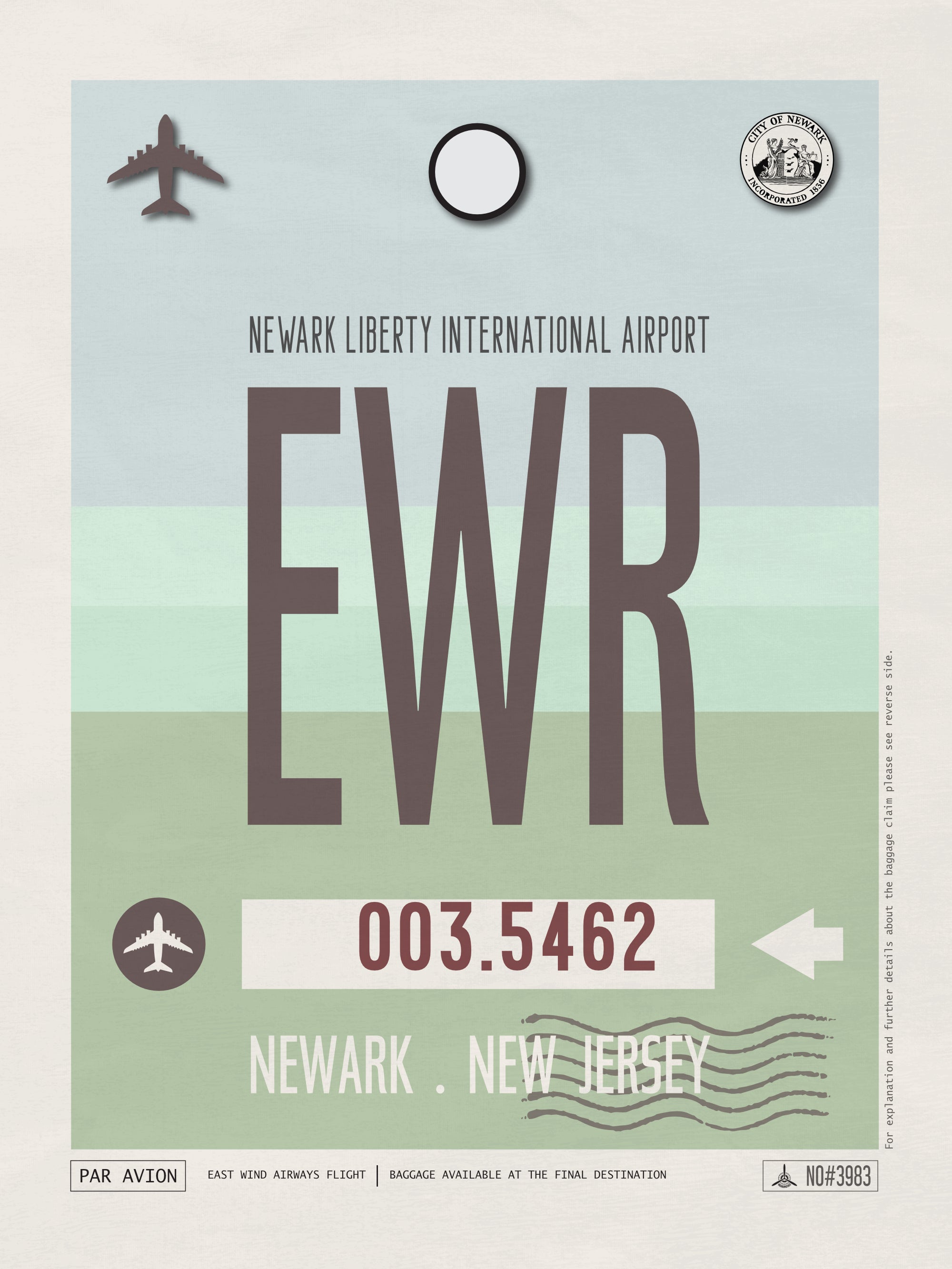 Newark, New Jersey USA - EWR Airport Code Poster