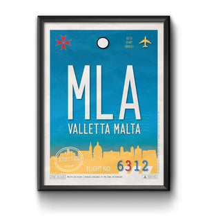 Malta Valletta MLA airport tag poster luggage tag 