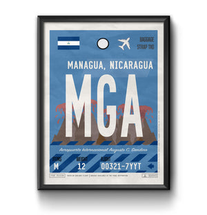 Managua NIcaragua MGA airport tag poster luggage tag 
