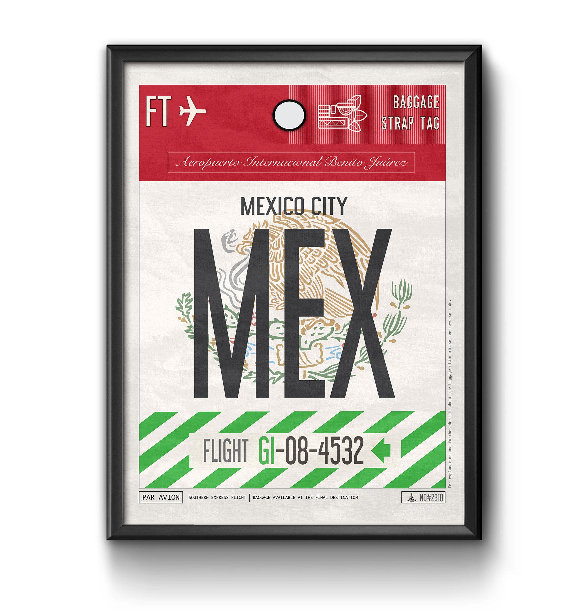 Mexico City MEX airport tag poster luggage tag 