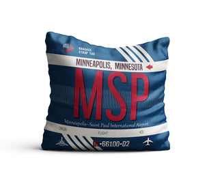 Minneapolis Minnesota MSP pillow airport tag