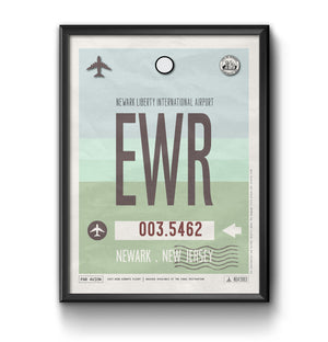 Newark New Jersey EWR airport tag poster luggage tag 
