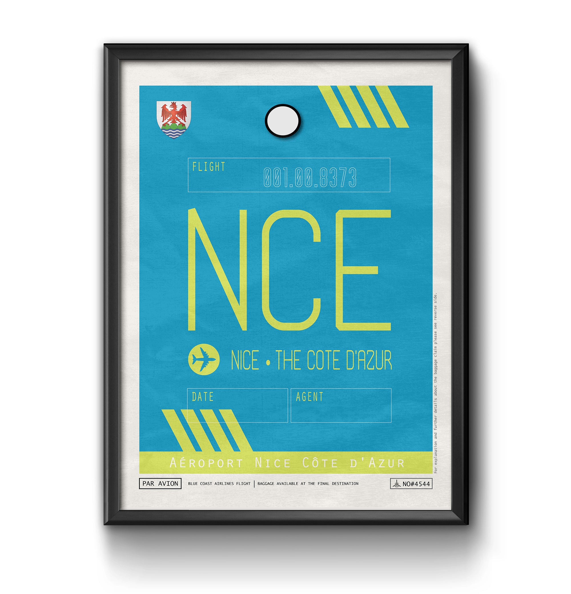 Nice France NCE airport tag poster luggage tag 