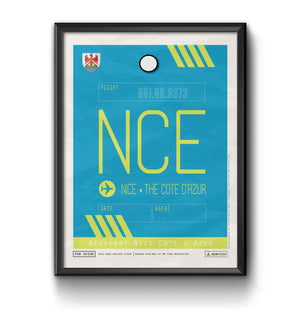 Nice France NCE airport tag poster luggage tag 