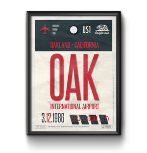 Oakland California OAK airport tag poster luggage tag 