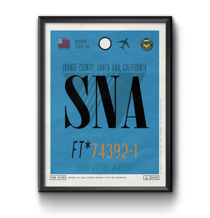 Orange County, California, USA - SNA Airport Code Poster