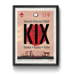 Osaka Kyoto Japan KIX airport tag poster luggage tag 