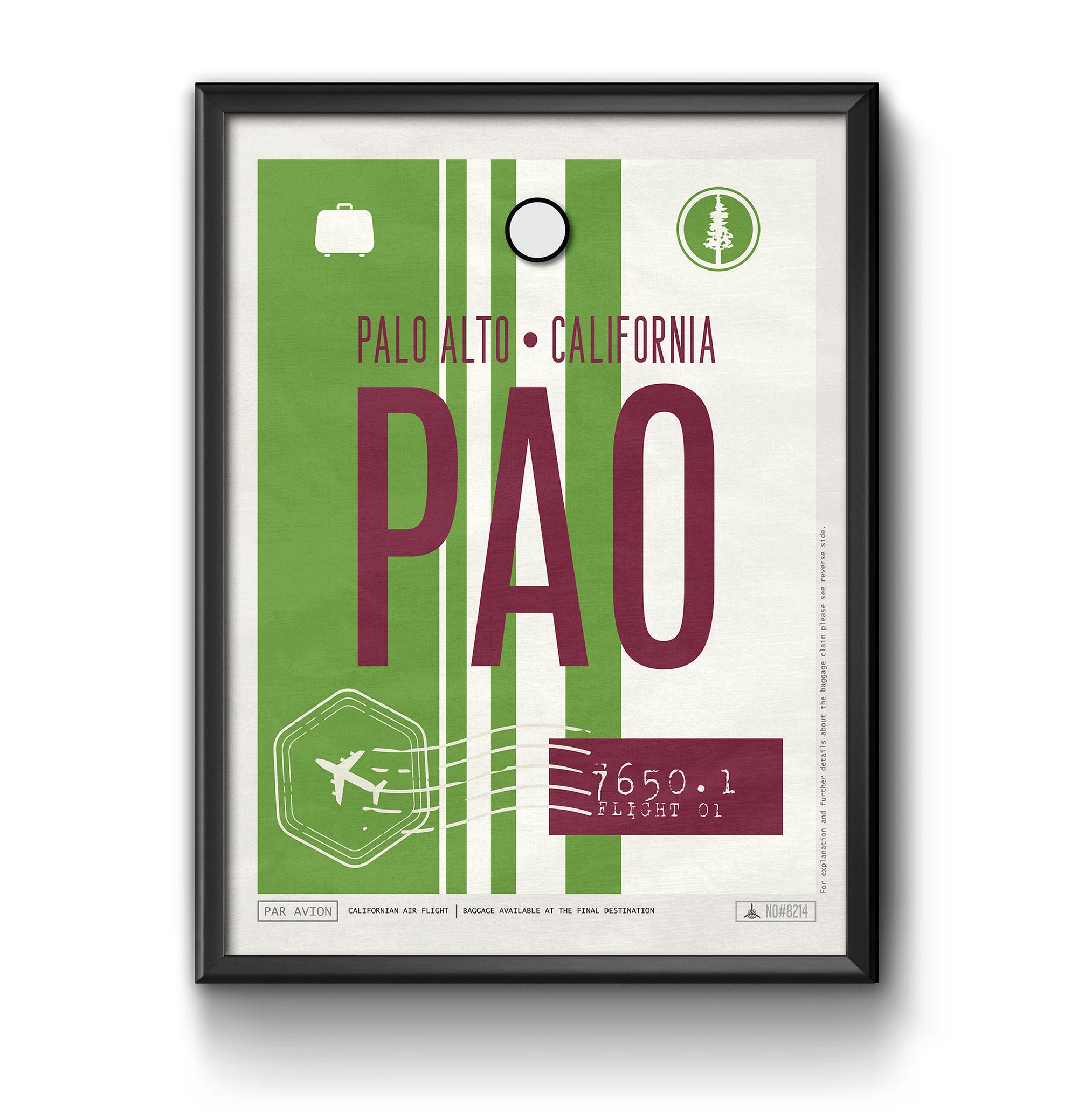 Palo Alto, California, USA - PAO Airport Code Poster