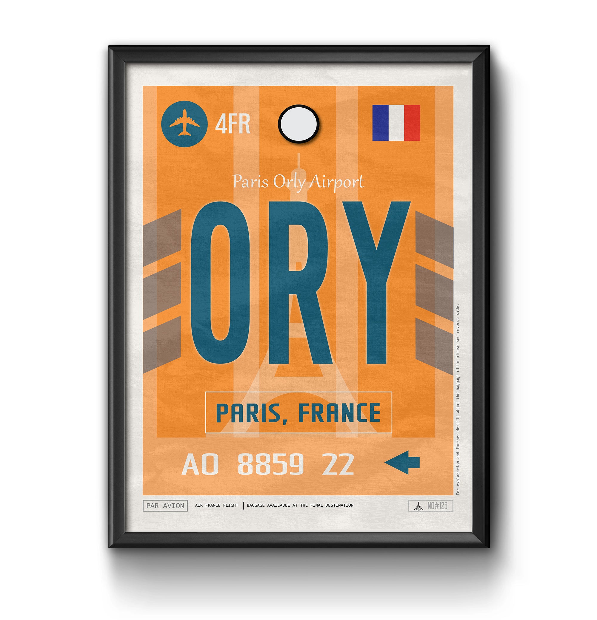 Paris France ORY airport tag poster luggage tag 