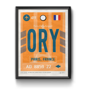 Paris France ORY airport tag poster luggage tag 