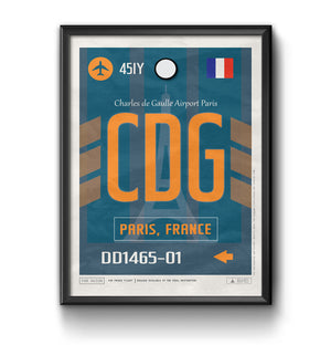 Paris france CDG airport tag poster luggage tag 