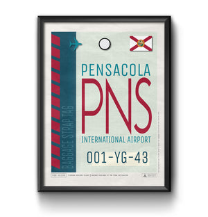 Pensacola Florida PNS airport tag poster luggage tag 
