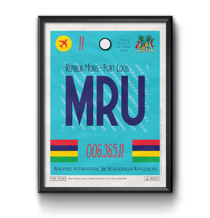 Port Louis republik moris MRU airport tag poster luggage tag 